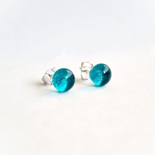 Clous oreilles turquoise LouPi Verre les Perles du Golfe du Morbihan